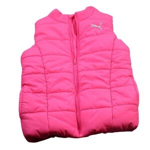 Puma Puffer Vest Kids 5-6 Pink Quilted Insulated Sleeveless Warm Jacket